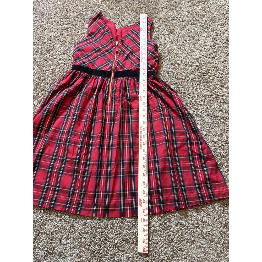 J. Crew Crew Cuts Holiday Red Black Tartan Plaid Sleeveless Christmas Dress S 12 - Picture 6 of 6